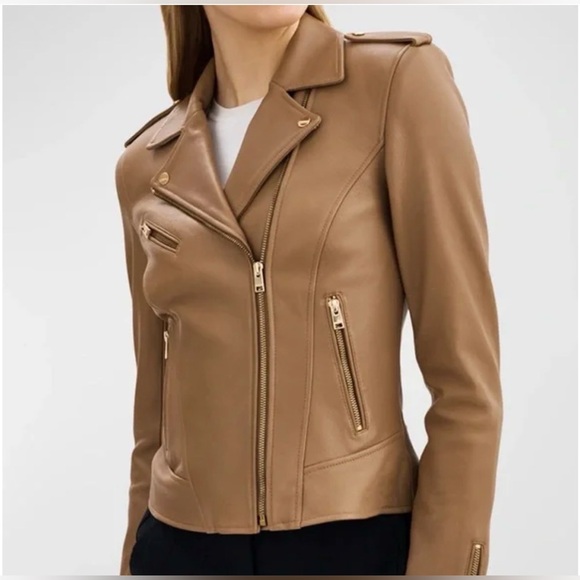 Lamarque Jackets & Blazers - Lamarque Mellie Moto Leather Jacket - Tan - Size L